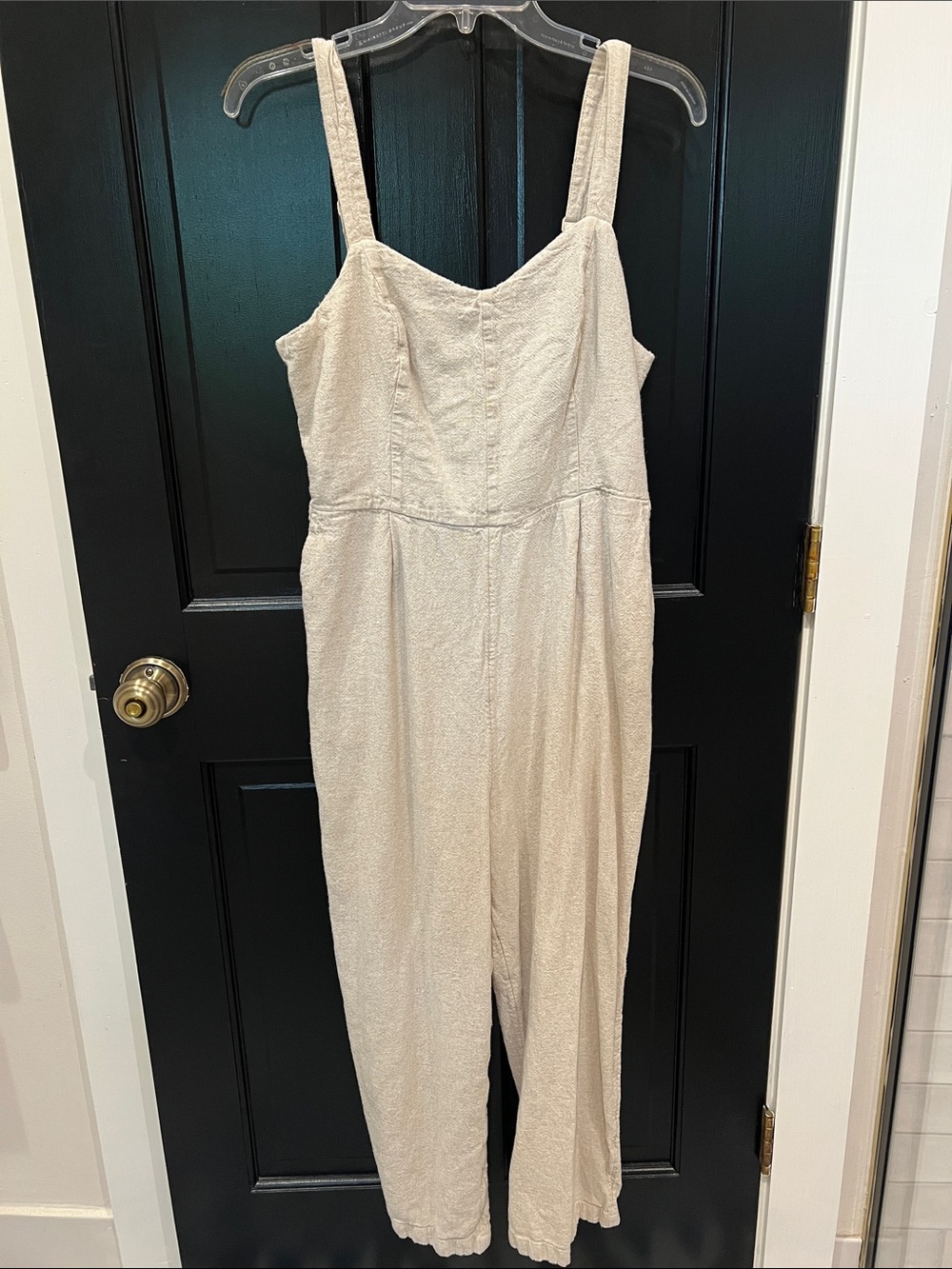 Old Navy Cream Textured Wide-Leg Jumpsuit
